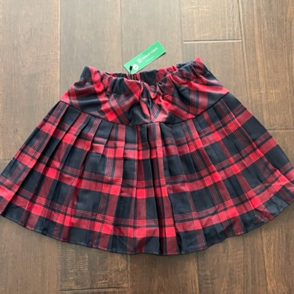 Urban Coco Womens Skirt Size S Red Plaid Pull On Pleated Schoolgirl